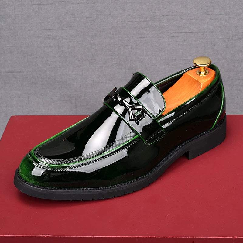Men's Patent Leather Loafers, Height Increasing, Pointed Toe