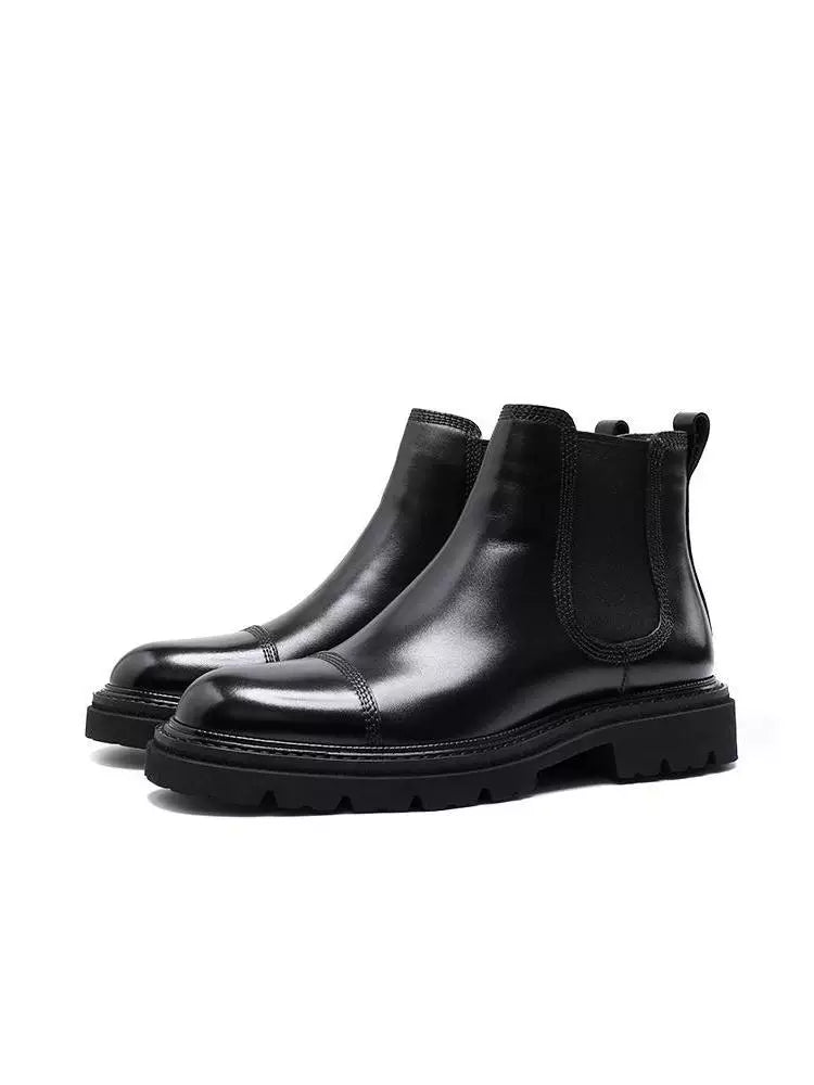Men's Genuine Leather Martin Boots, Thick Sole, Handmade