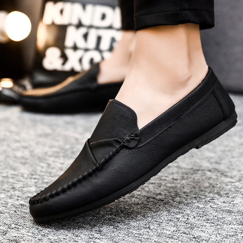 British style work soft sole waterproof casual brown lightweight non-slip boys loafers men's shoes business