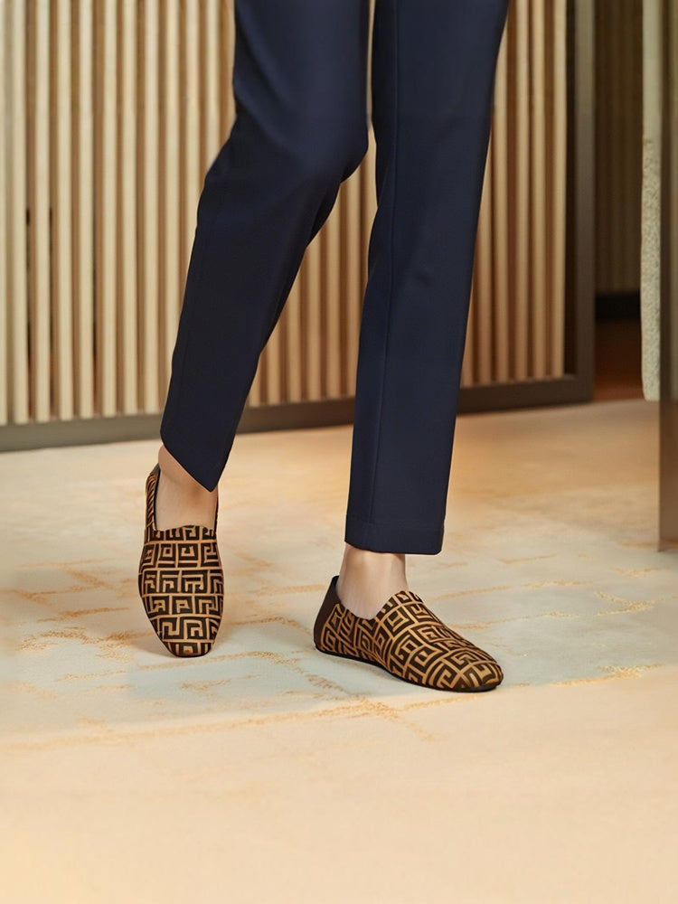 European and American style fashionable check pattern three-dimensional yarn-dyed jacquard men's slip-on slip-on back sheepskin half slippers for men
