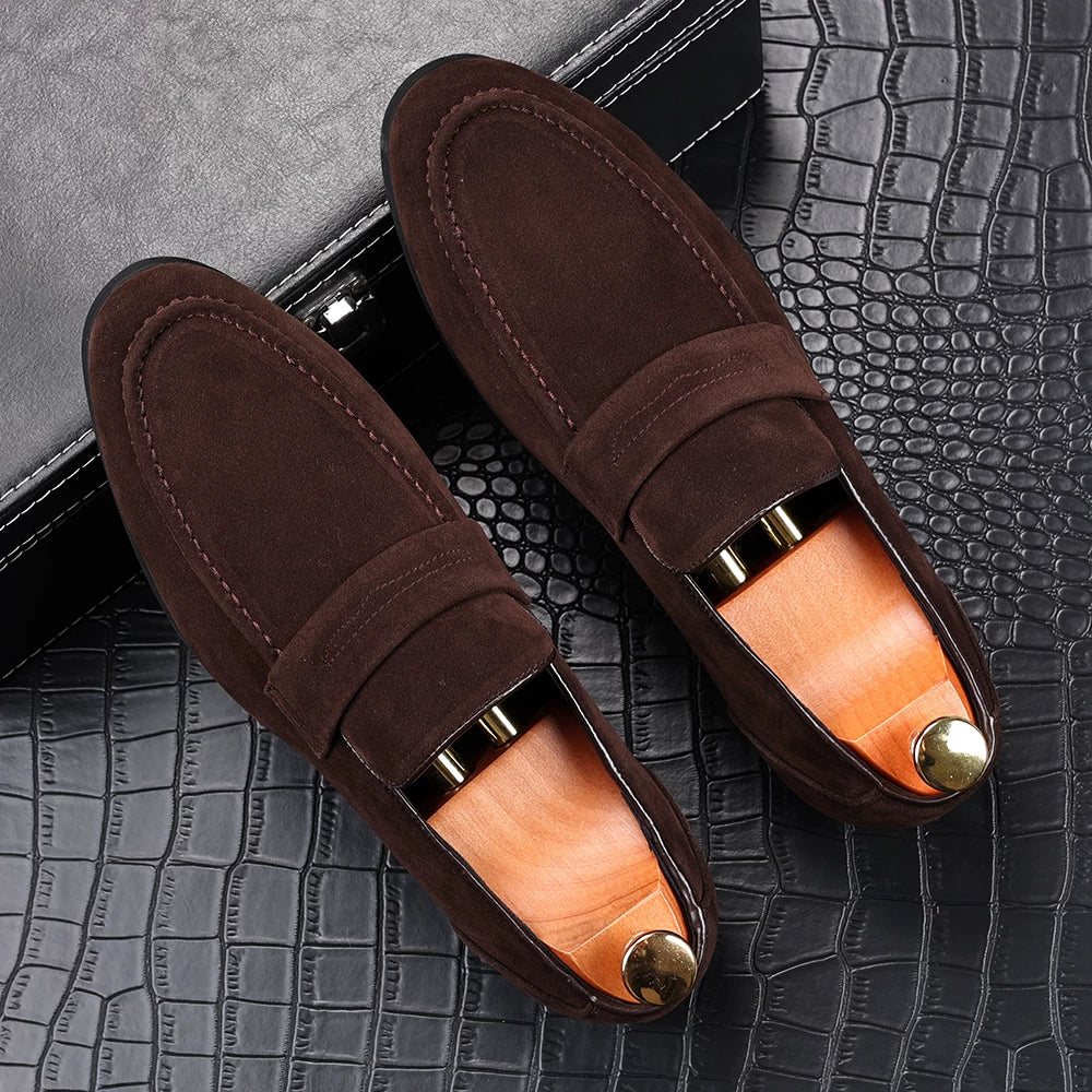 Men's Suede Loafers, Height Increasing, Pointed Toe