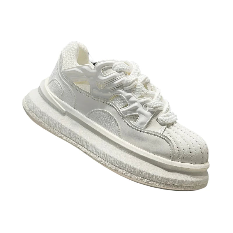 Men's Platform Height-Increasing Low-Top White Shell-Toe Mules Casual 2026 Summer New
