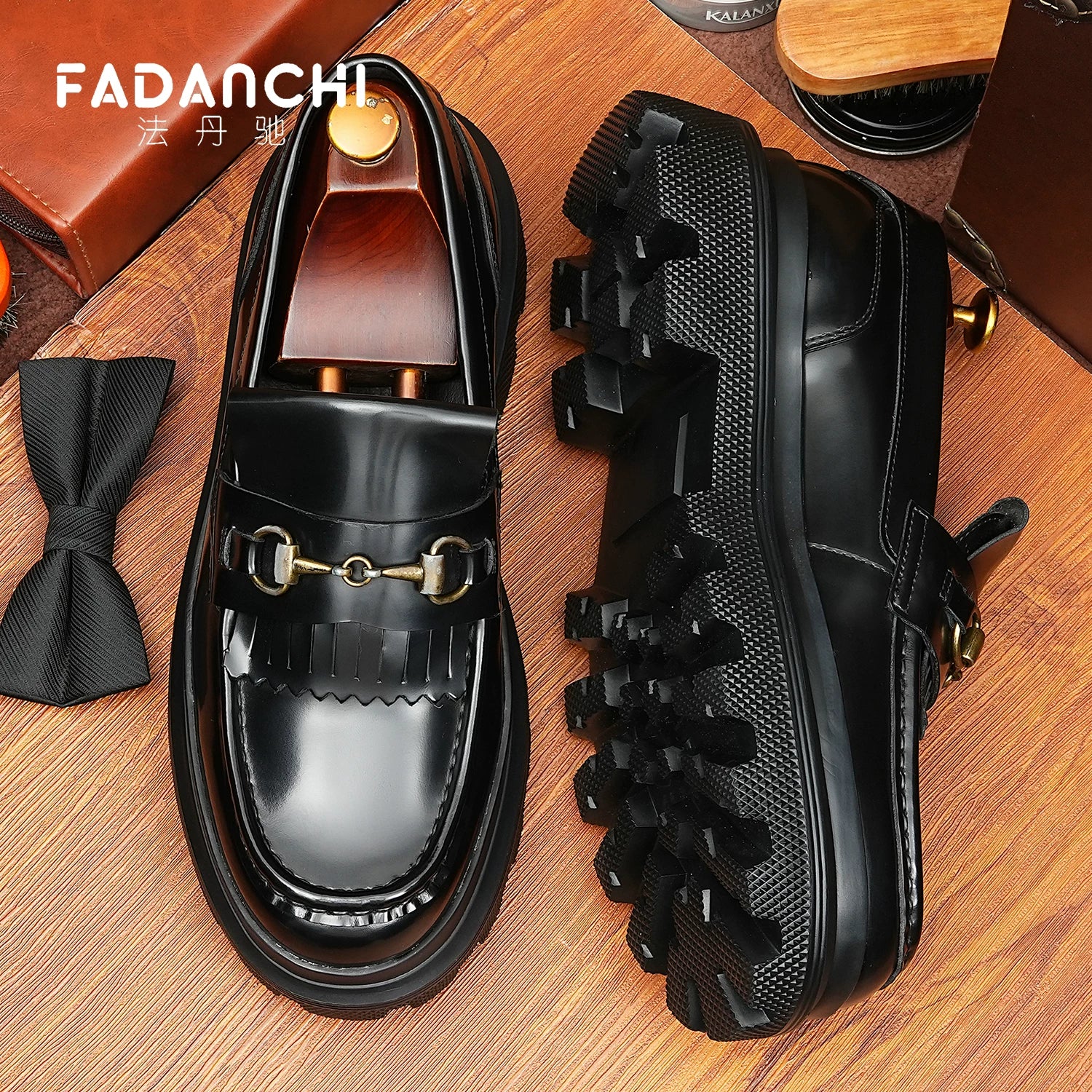 Men's Genuine Leather Loafers, Height Increasing, Thick Sole