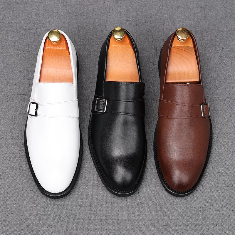Men's White Loafers, Height Increasing, Breathable