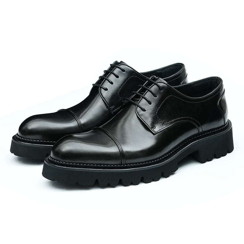Men's Genuine Leather Leather Shoes, Height Increasing, Thick Sole