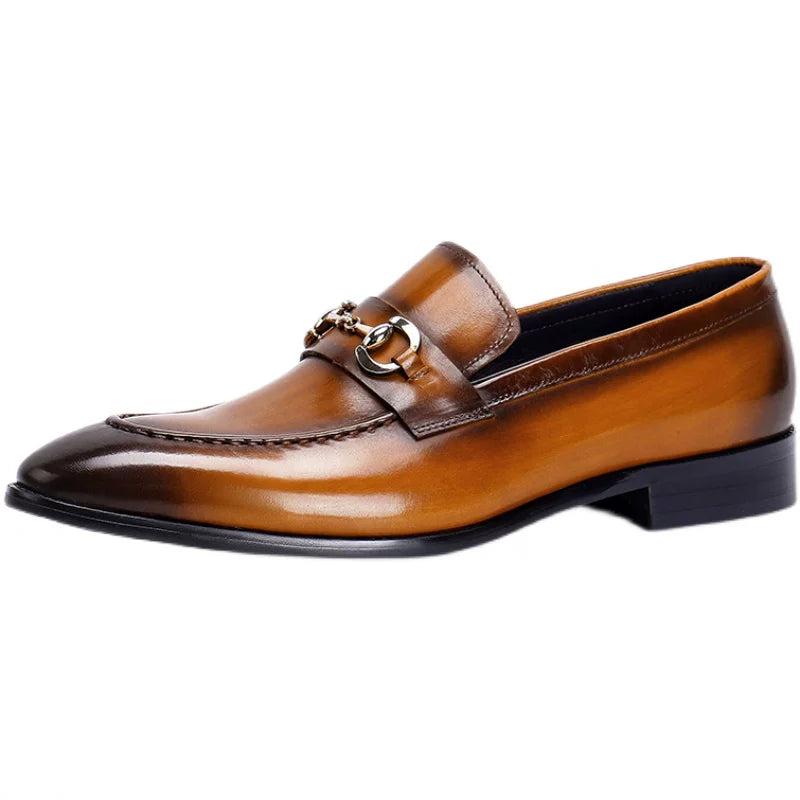Men's Genuine Leather Loafers, Pointed Toe, Slip-On