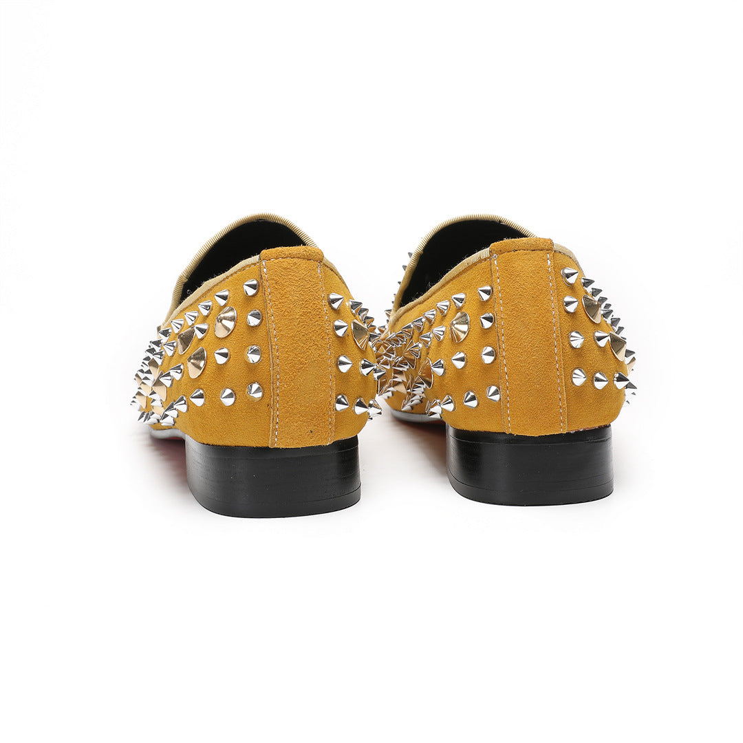 Men's Leather Casual Shoes – Rhinestone Detail, Business