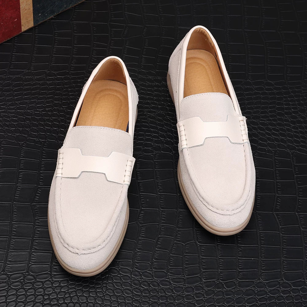 Men's Genuine Leather Loafers, Suede, Slip-On