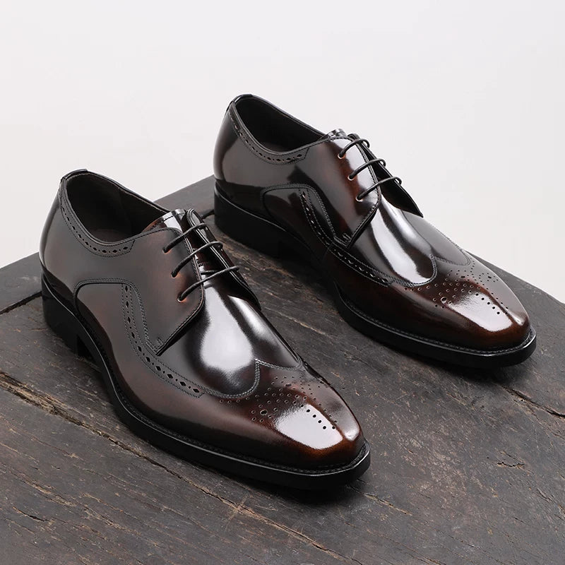 Men's Genuine Leather Derby Shoes, British Style, Business