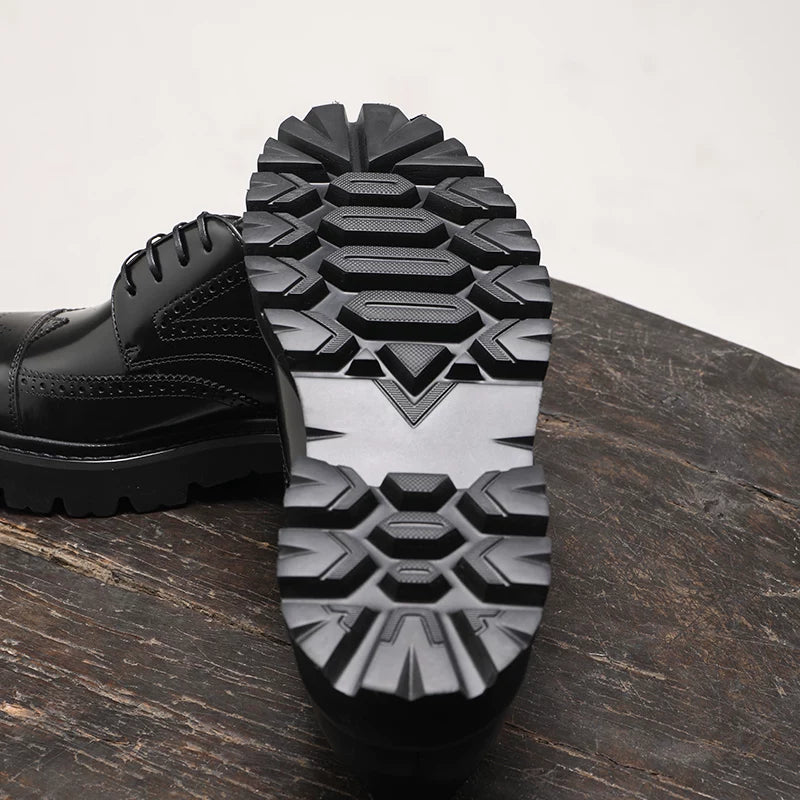Men's Genuine Leather Derby Shoes, Height Increasing, Thick Sole