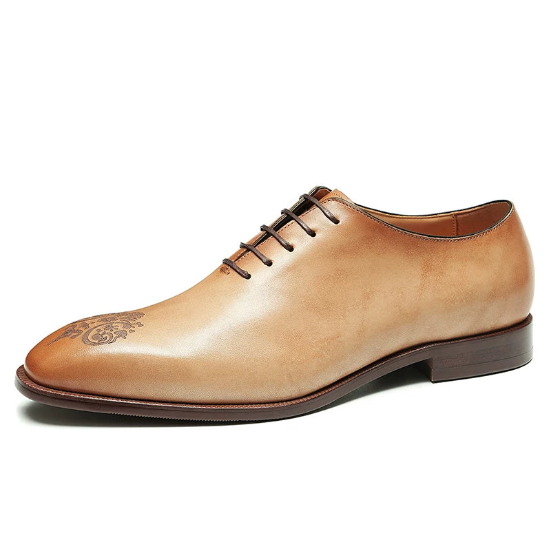 Men's Genuine Leather Leather Shoes, Square Toe, British Style