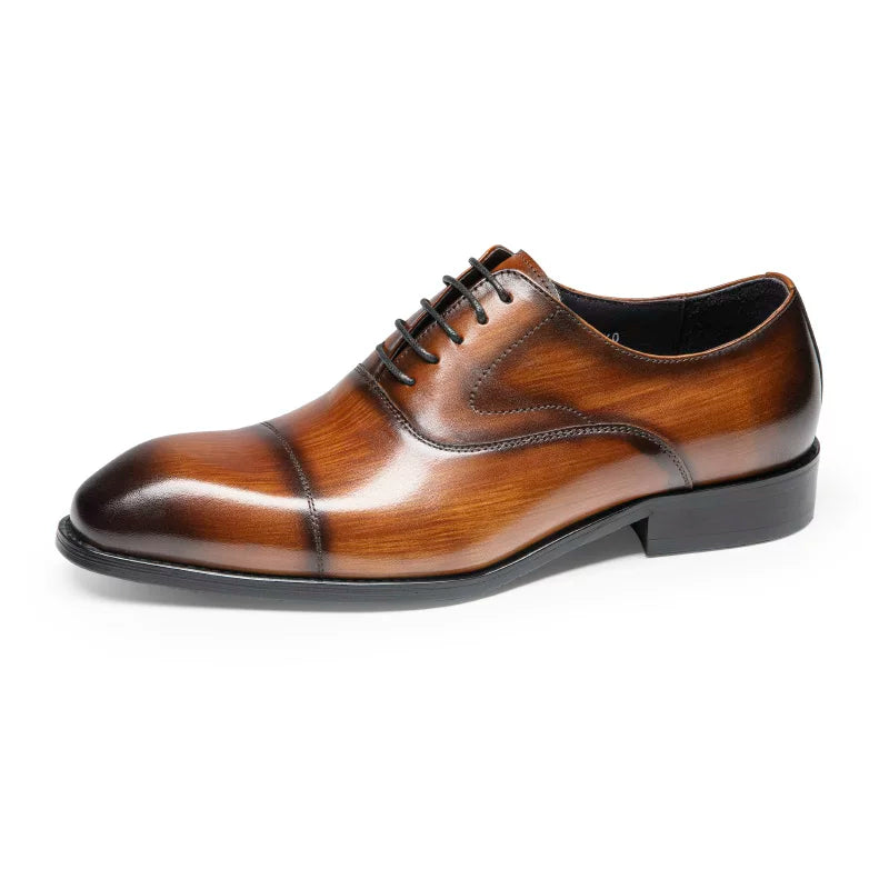 Men's Brown Genuine Leather Oxford Shoes, Business, Formal