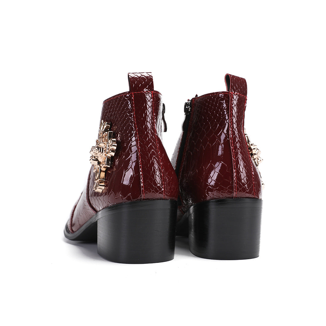 Men's Red Leather Martin Boots – British Style
