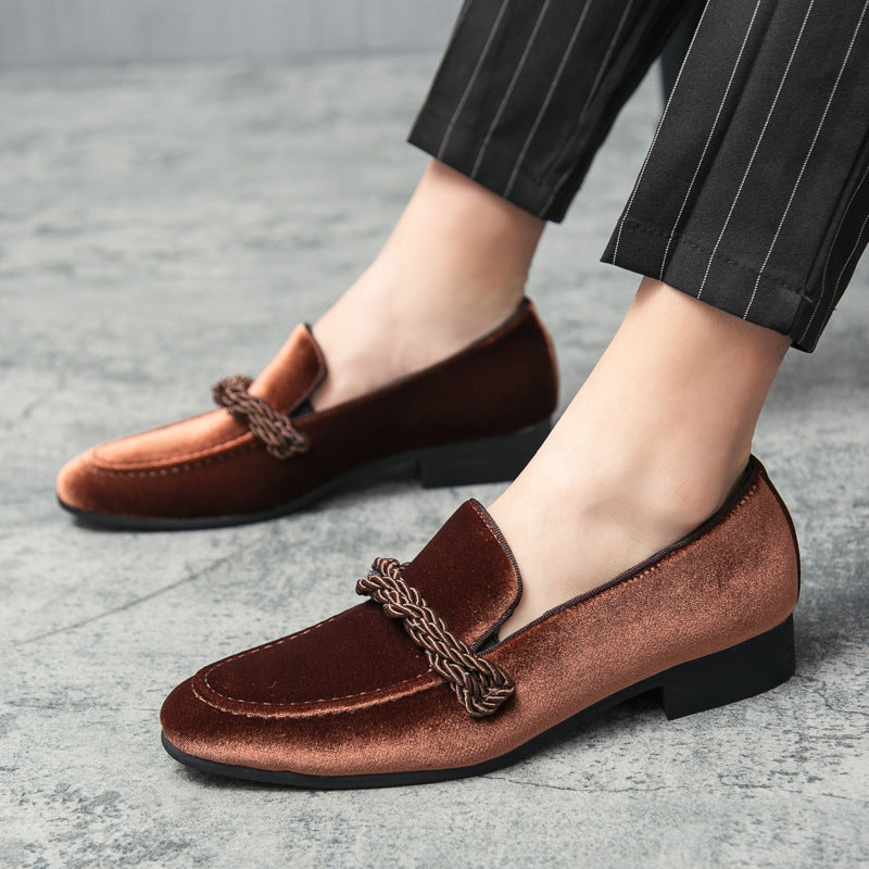 Men's Green Leather Formal Shoes, British Style