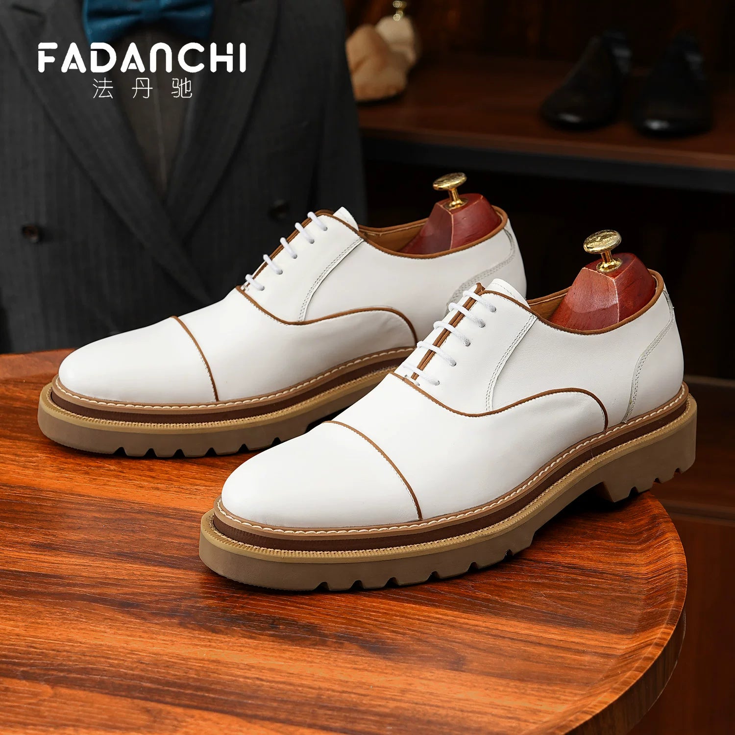 Men's Genuine Leather Leather Shoes, Height Increasing, Thick Sole