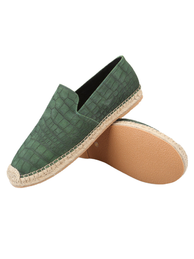 European and American classic crocodile pattern nubuck leather men's fisherman's shoes, handmade slip-on fashionable casual shoes, trendy and versatile