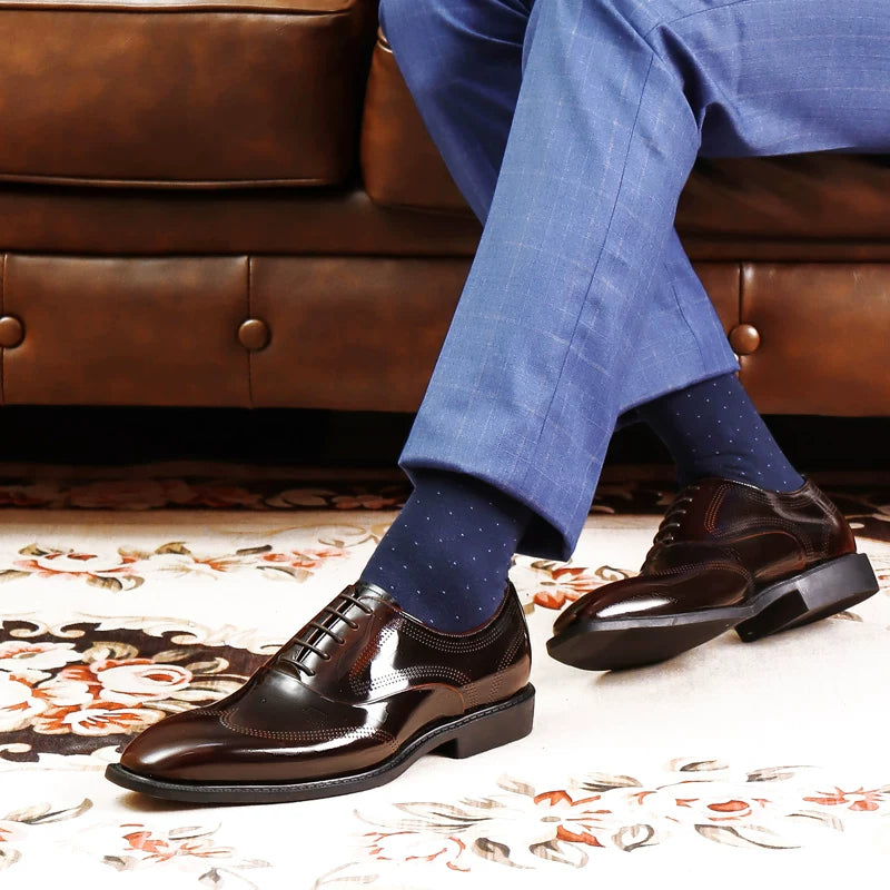 Men's Red Genuine Leather Leather Shoes, Patent Leather, Business