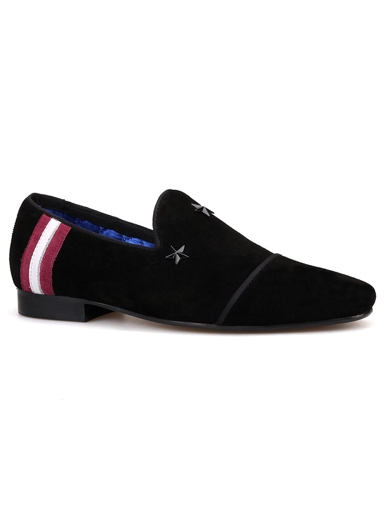 European and American star trend frosted cowhide men's loafers handmade metal five-pointed star slip-on smoking shoes