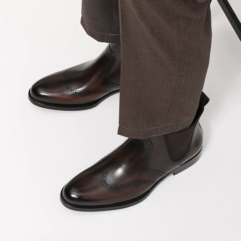 Men's Genuine Leather Chelsea Boots, Handmade, Pointed Toe