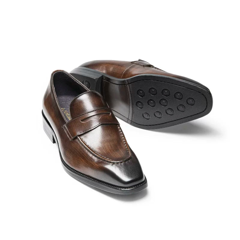 Men's Genuine Leather Loafers, Slip-On, British Style