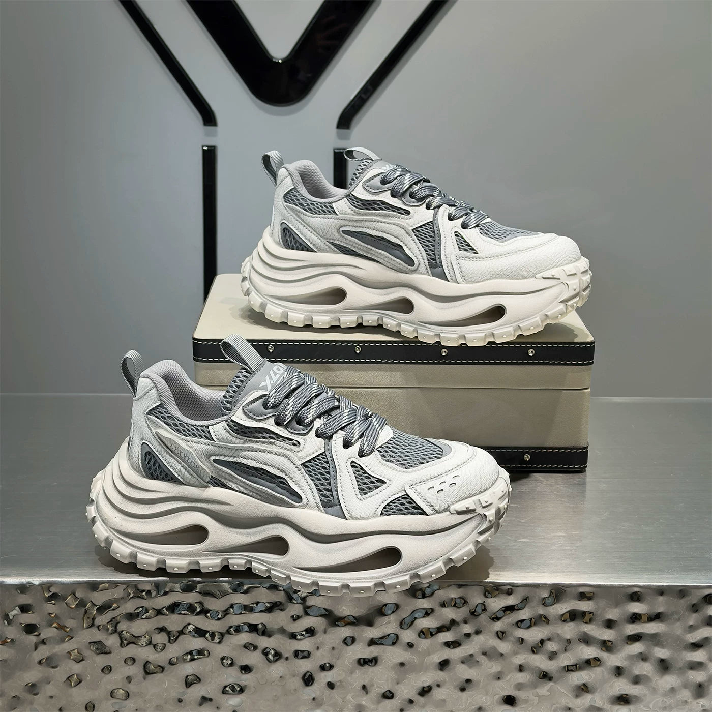 Men's Height-Increasing Platform Breathable Mesh Retro Chunky Dad Sneakers