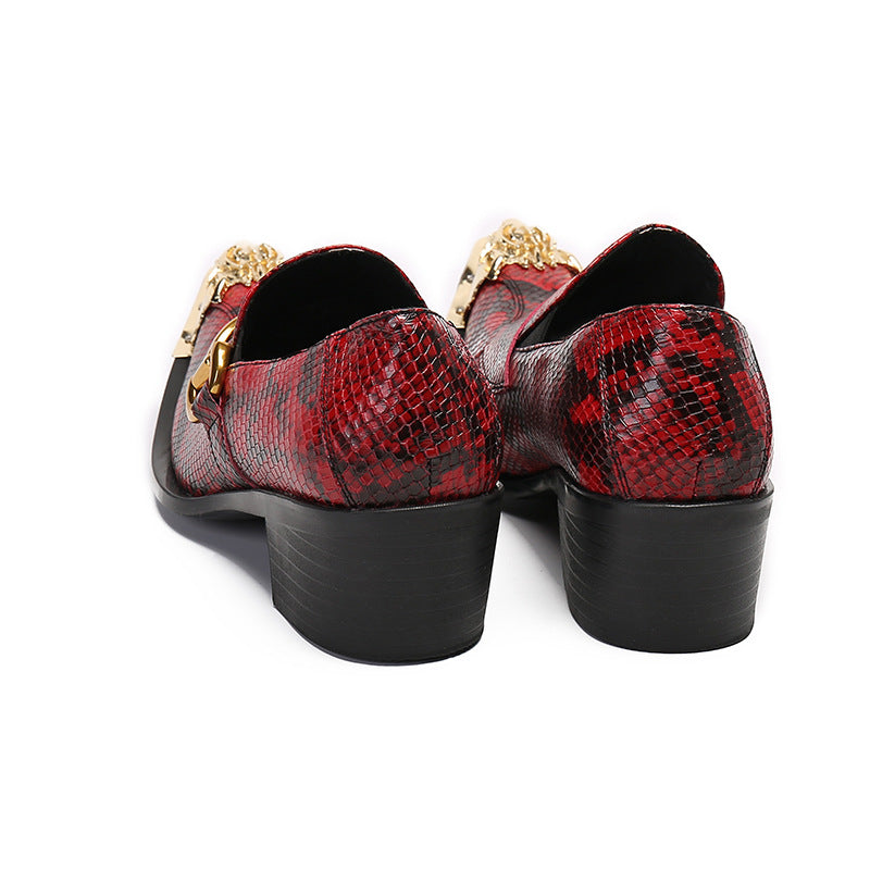 Men's Red Leather Casual Shoes – Pointed Toe, Business – Style 41