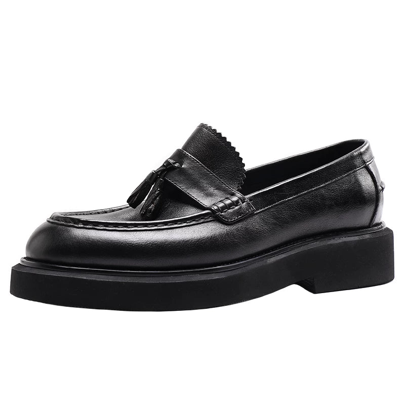 Men's Genuine Leather Loafers, Height Increasing, Thick Sole