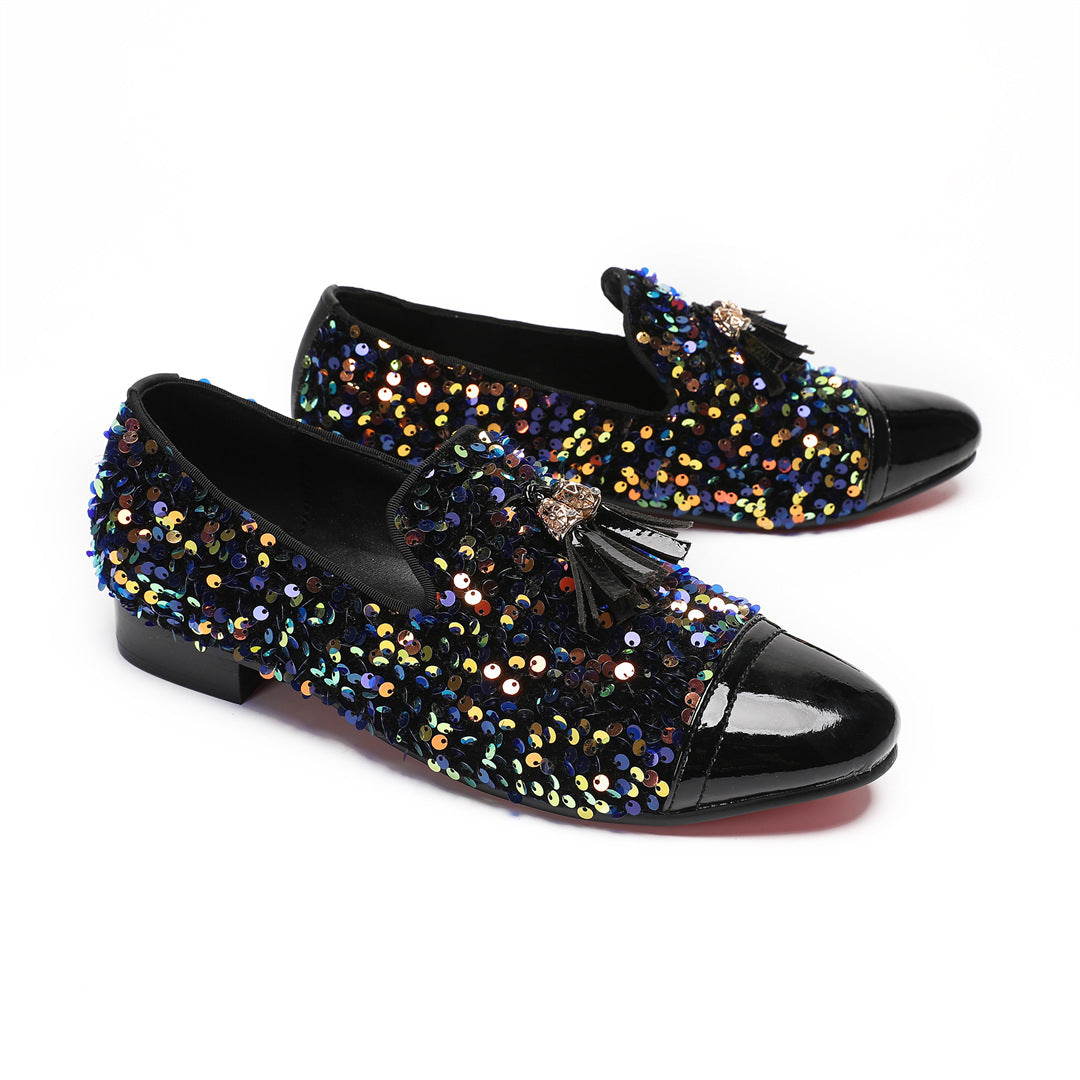Men's Leather Casual Shoes – Rhinestone Detail – Style 84