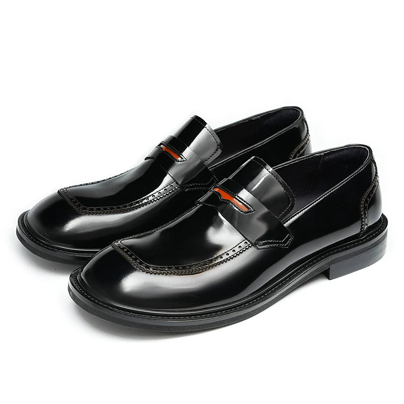 Men's Genuine Leather Loafers, Patent Leather, Slip-On
