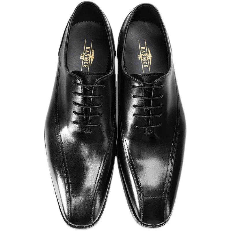 Men's Genuine Leather Oxford Shoes, Handmade, Pointed Toe