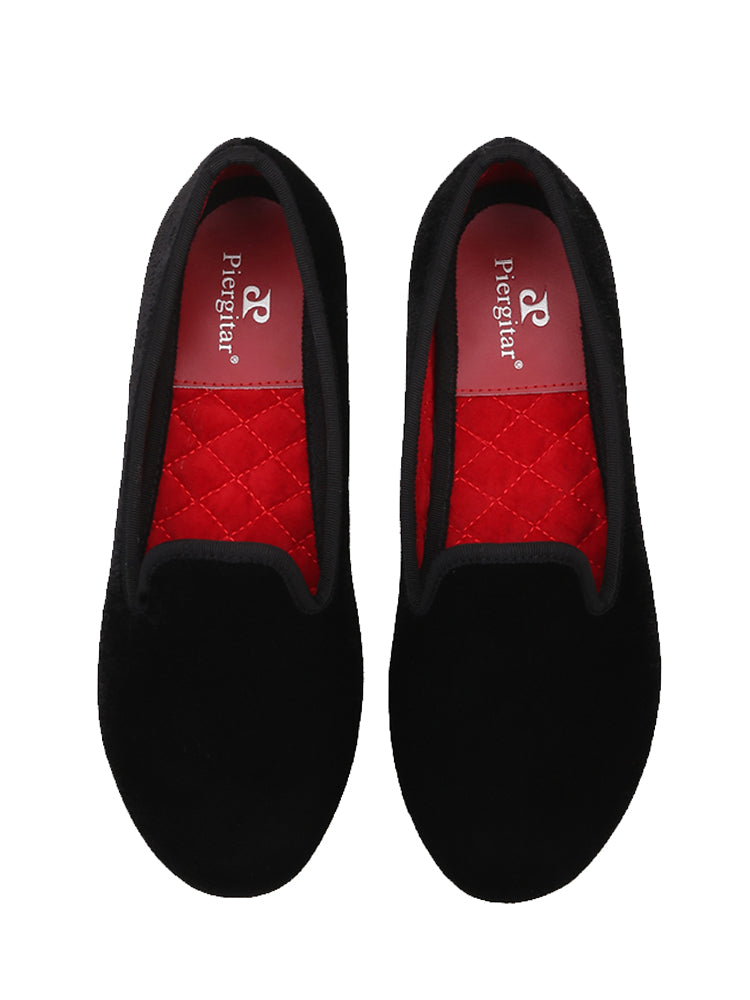 New plain imported velvet women's shoes European and American fashion trends large size loafers one-legged handmade slip-on shoes