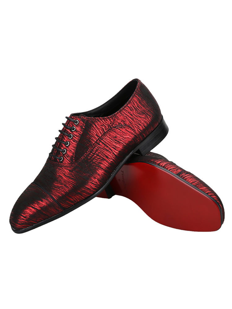 Exported to Europe and the United States, red and black shiny sheepskin men's casual leather shoes, suitable for wedding parties and fashionable Oxford shoes