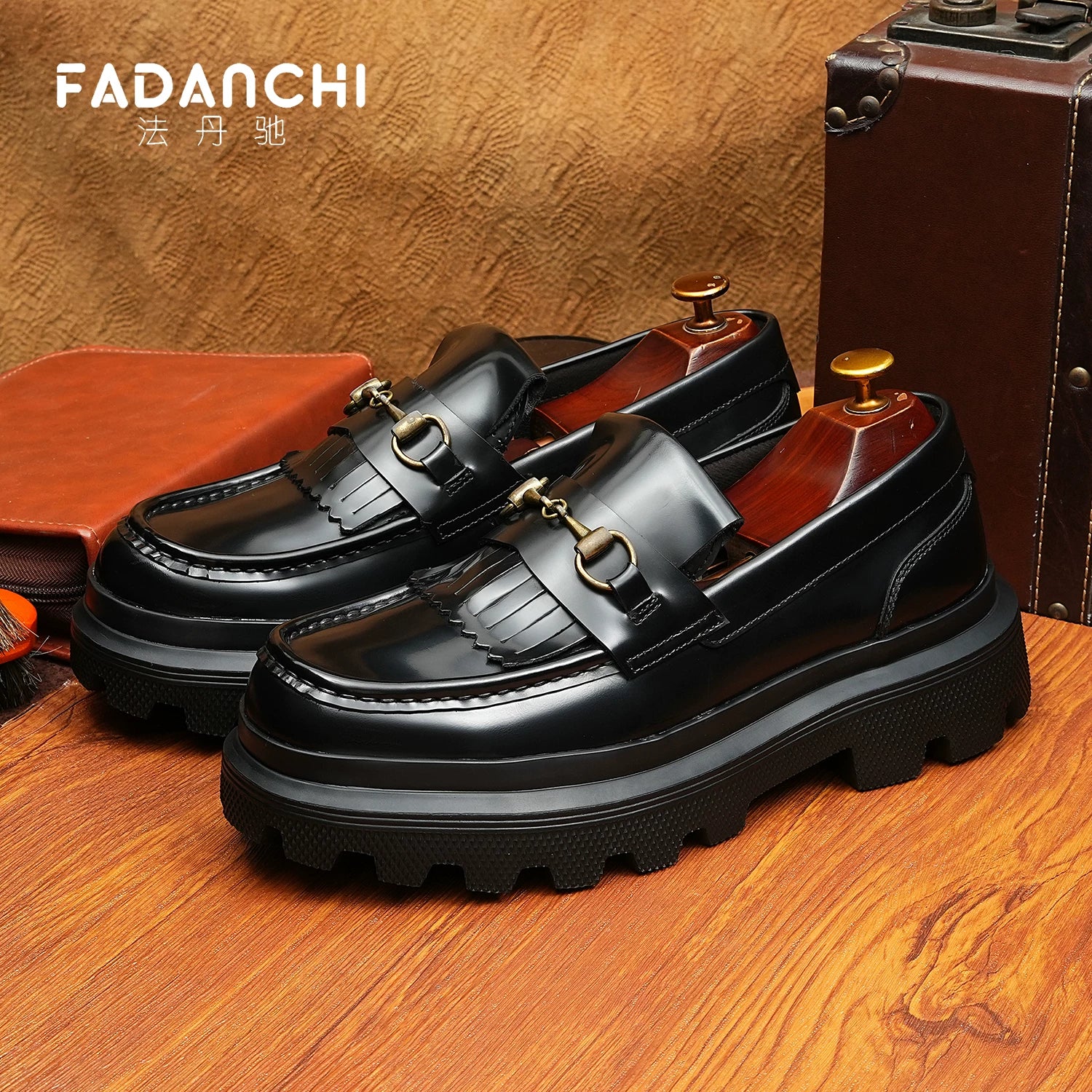 Men's Genuine Leather Loafers, Height Increasing, Thick Sole