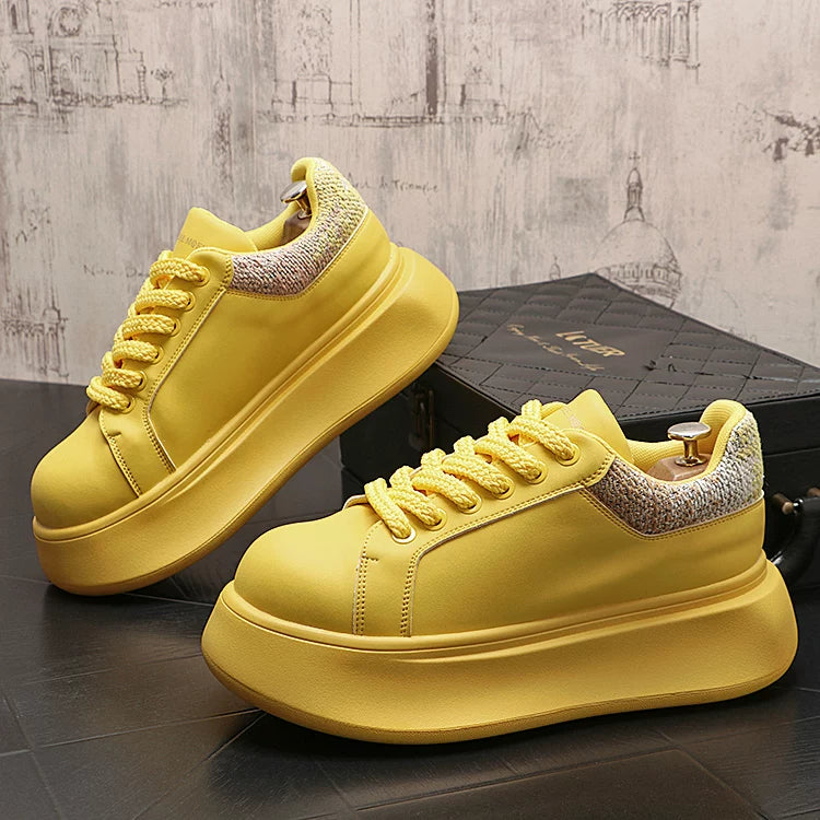 Men's Height-Increasing Platform Trendy White Sneakers 2026 Spring