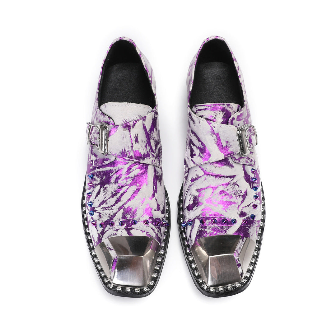 Men's Purple Leather Oxford Formal Shoes – Style 42