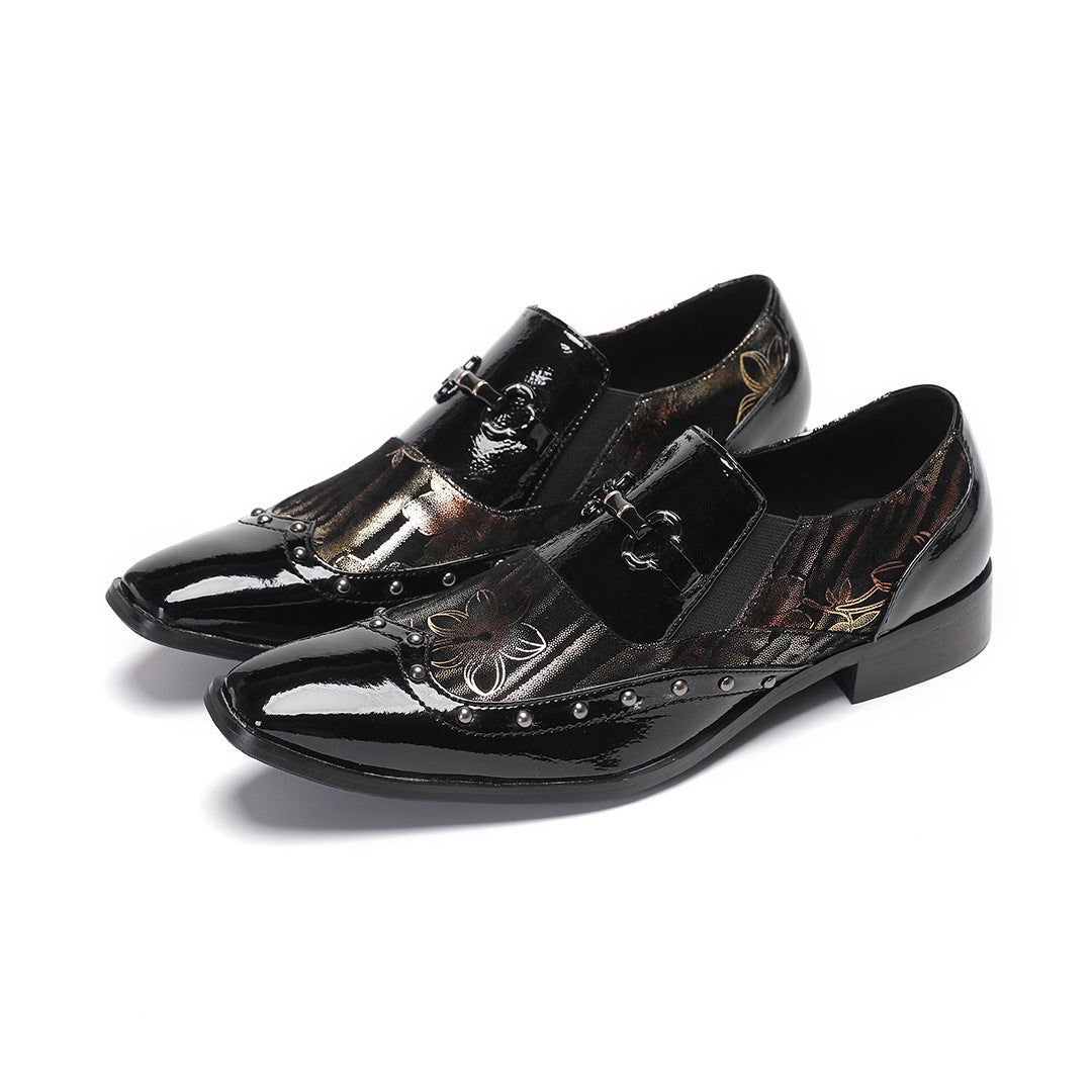 Men's Leather Casual Shoes – Rhinestone Detail, Handmade – Style 28