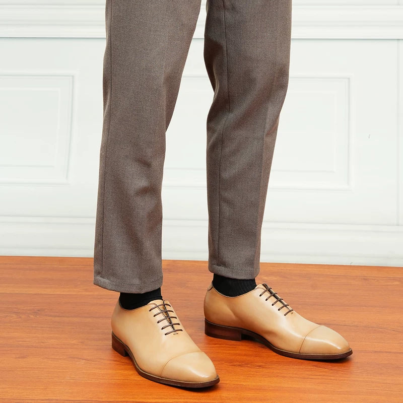 Men's Genuine Leather Oxford Shoes, Pointed Toe, Business