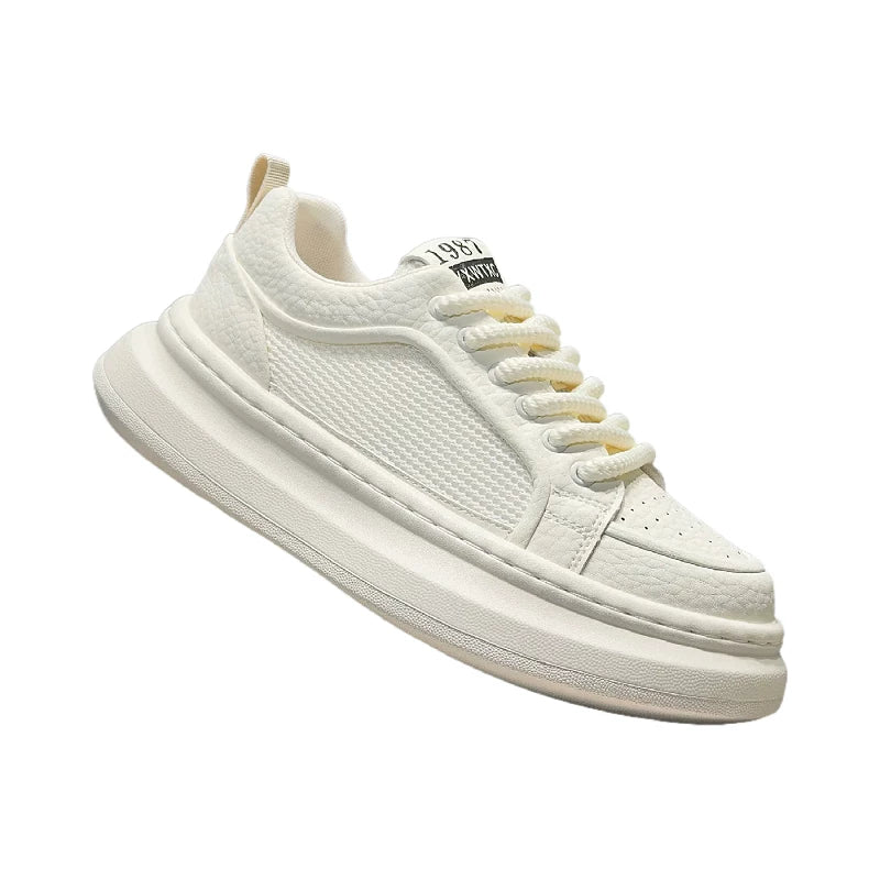Men's Platform Breathable Low-Top Trendy White Sneakers New