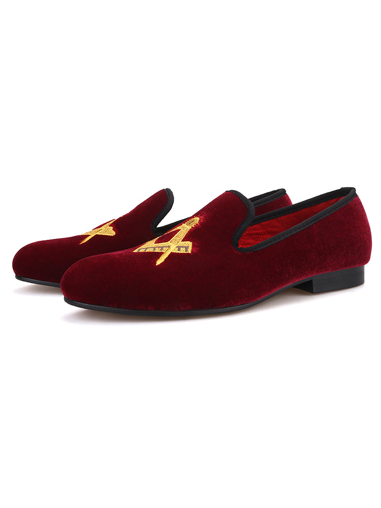 Piergitar classic men's wedding shoes big brand embroidered velvet loafers European and American casual smoking shoes