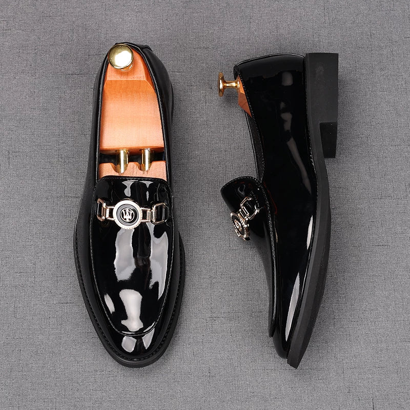 Men's Patent Leather Loafers, Height Increasing, Slip-On