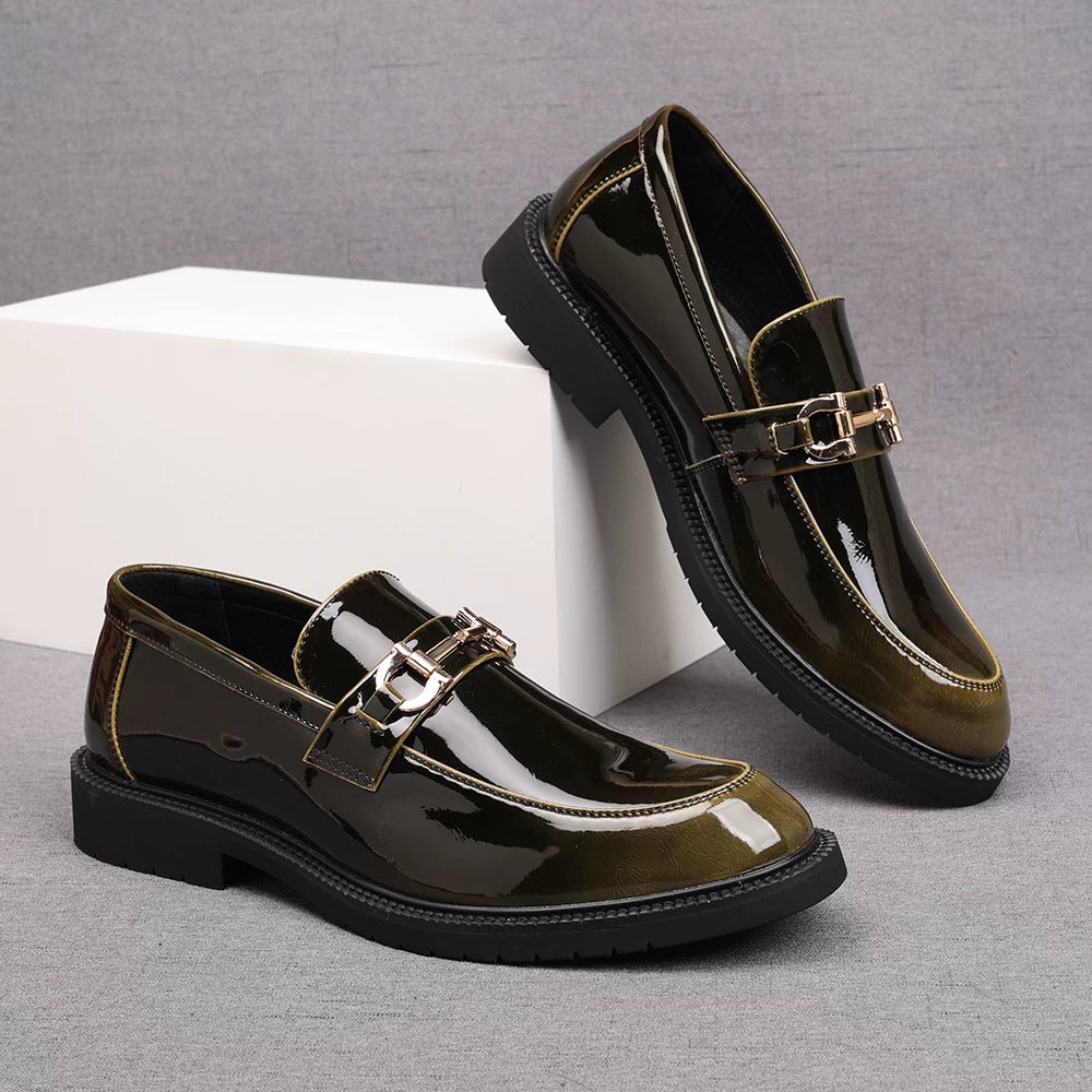 Men's Patent Leather Loafers, Height Increasing, Slip-On