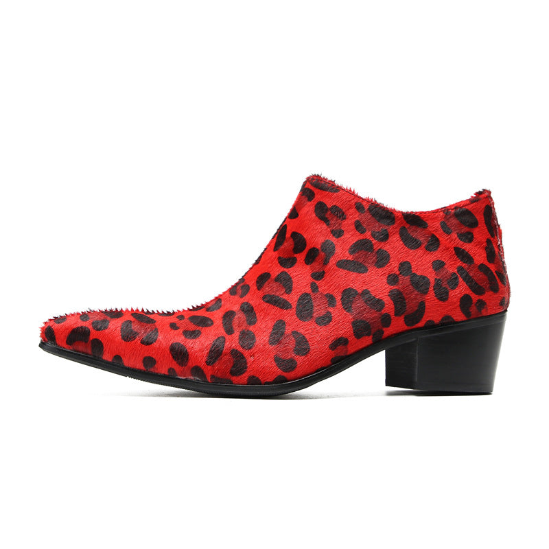 Men's Red Leather Casual Shoes – Pointed Toe, Business – Style 13