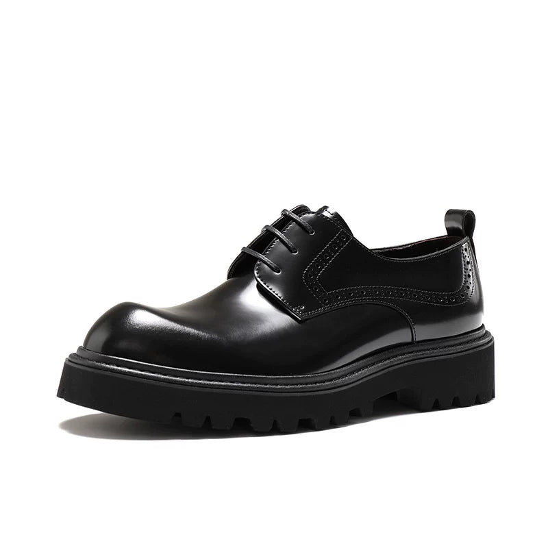 Men's Genuine Leather Derby Shoes, Height Increasing, Thick Sole