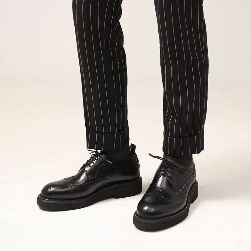 Men's Genuine Leather Derby Shoes, Height Increasing, Thick Sole