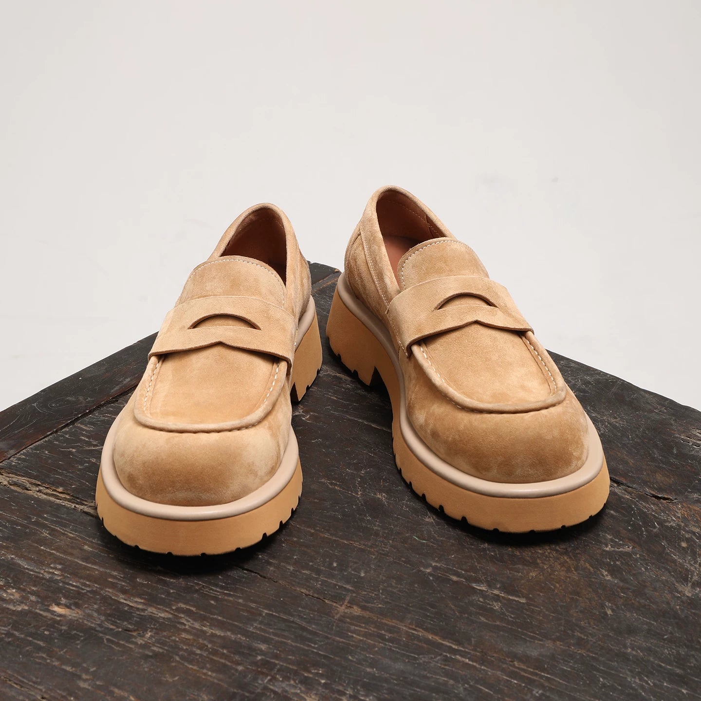 Men's Genuine Leather Loafers, Height Increasing, Thick Sole