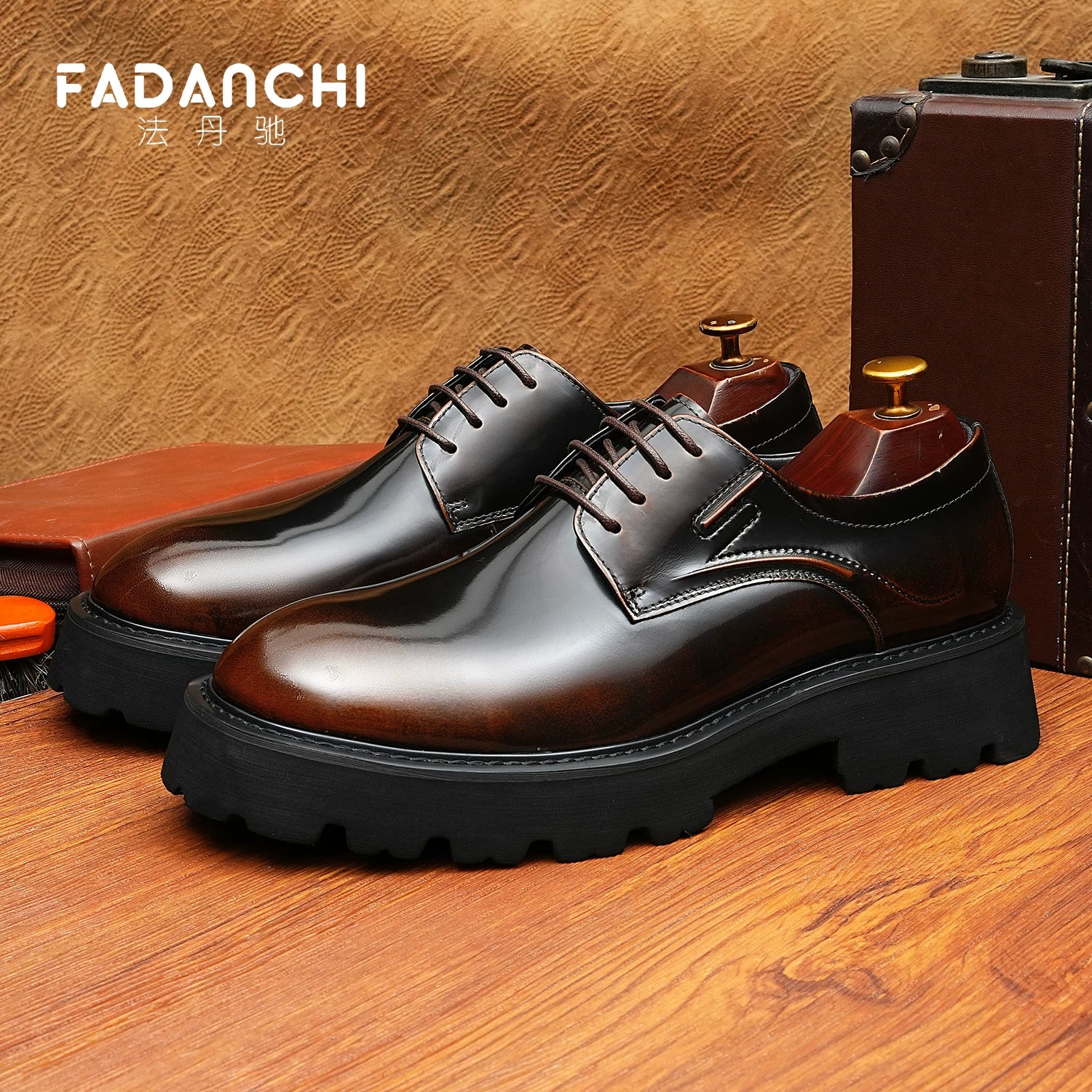 Men's Derby Shoes, Height Increasing, Thick Sole