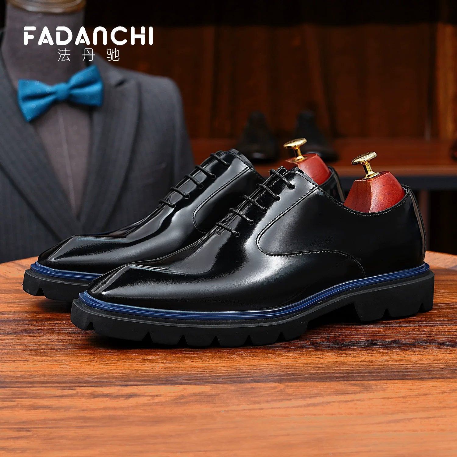 Men's Genuine Leather Oxford Shoes, Glossy, Business