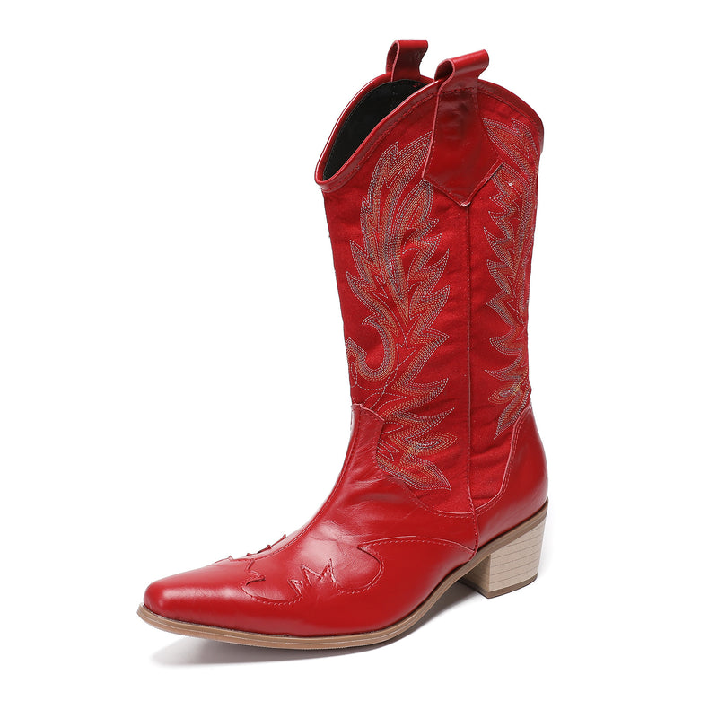 Men's Red Leather Chelsea Boots, Pointed Toe, Business, Style 97
