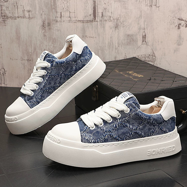 Men's New Low-Top Denim Korean Style Casual Trendy Skate Shoes