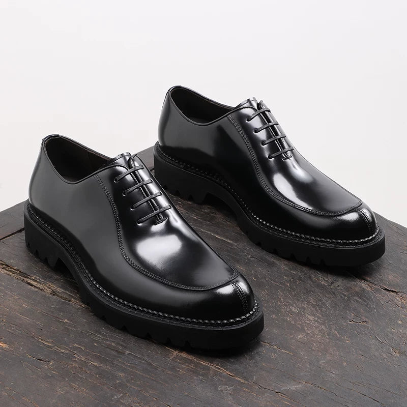 Men's Genuine Leather Oxford Shoes, Height Increasing, Thick Sole